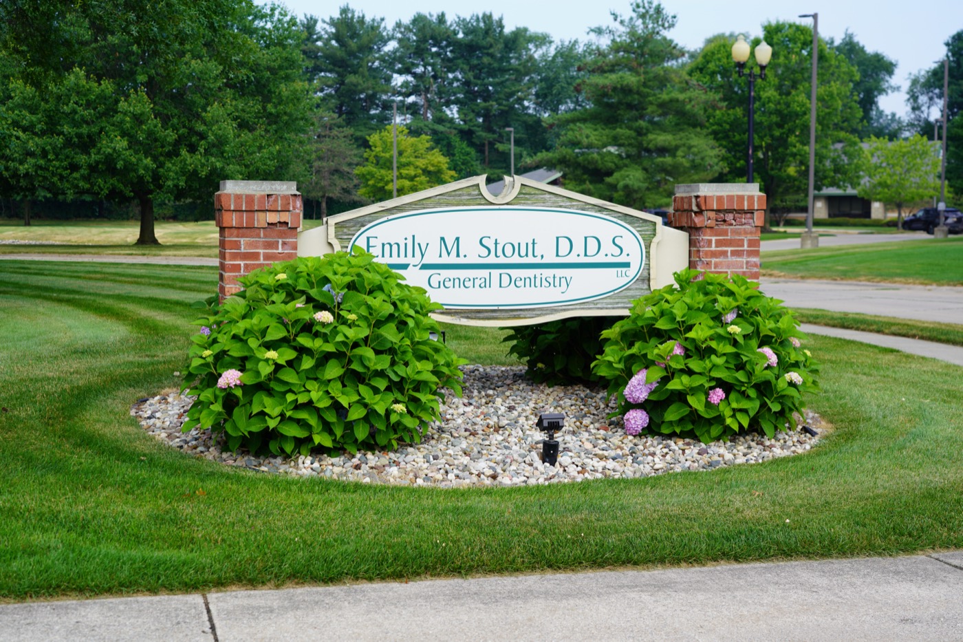 Entrance sign for Emily M. Stout, D.D.S. General Dentistry, Elkhart, Indiana